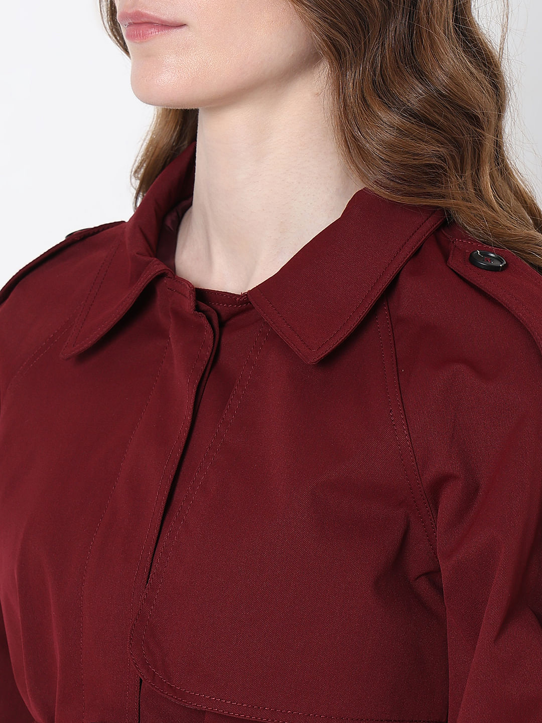 Burgundy Long Trench Coat