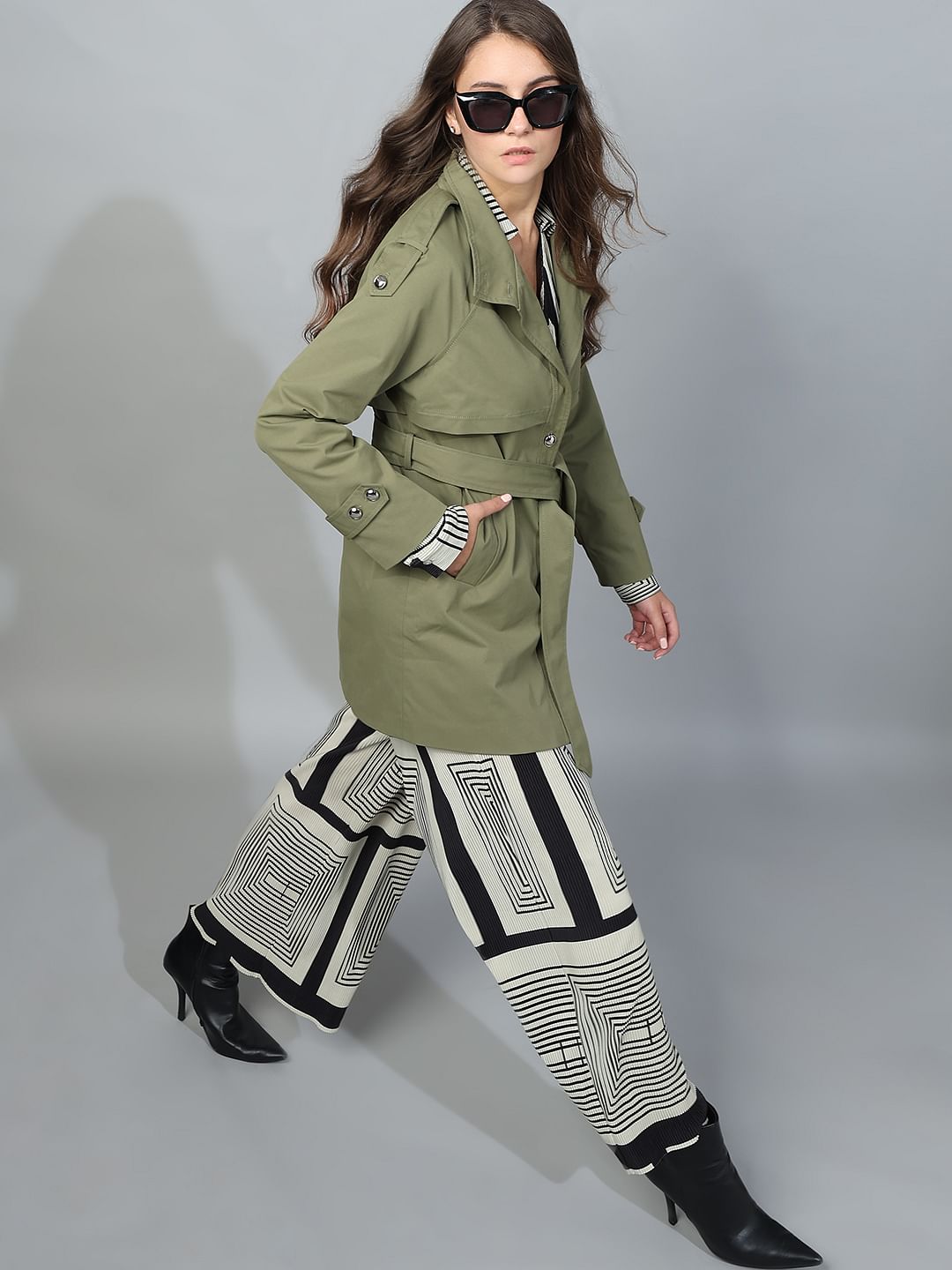 Green Belted Trench coat for Women VERO MODA