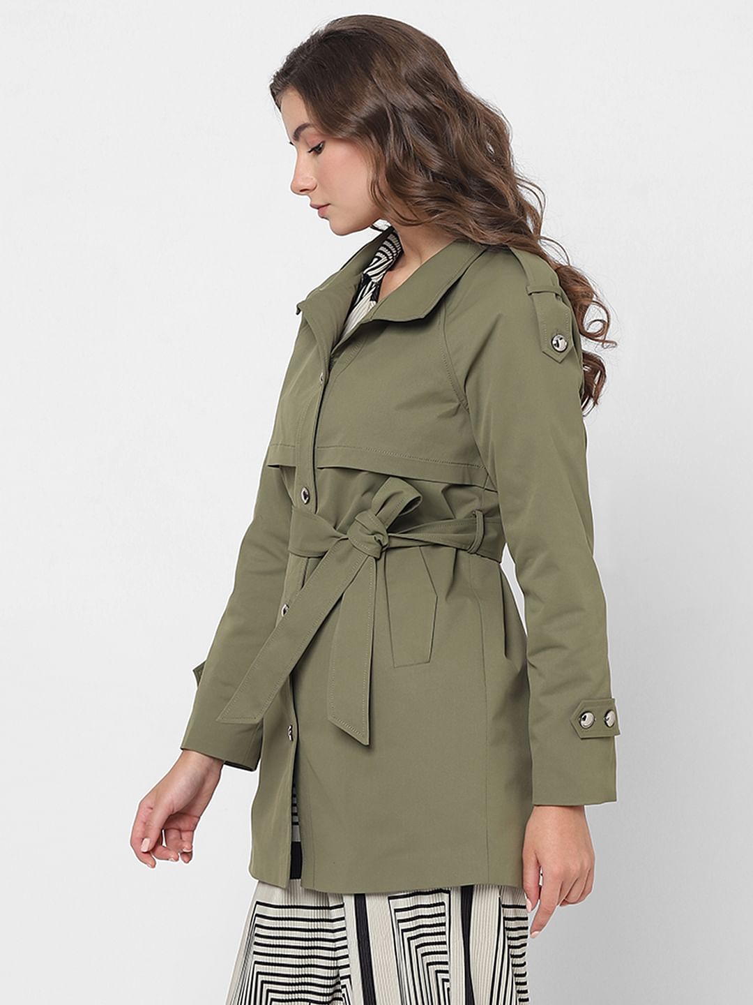 Green Belted Trench Coat