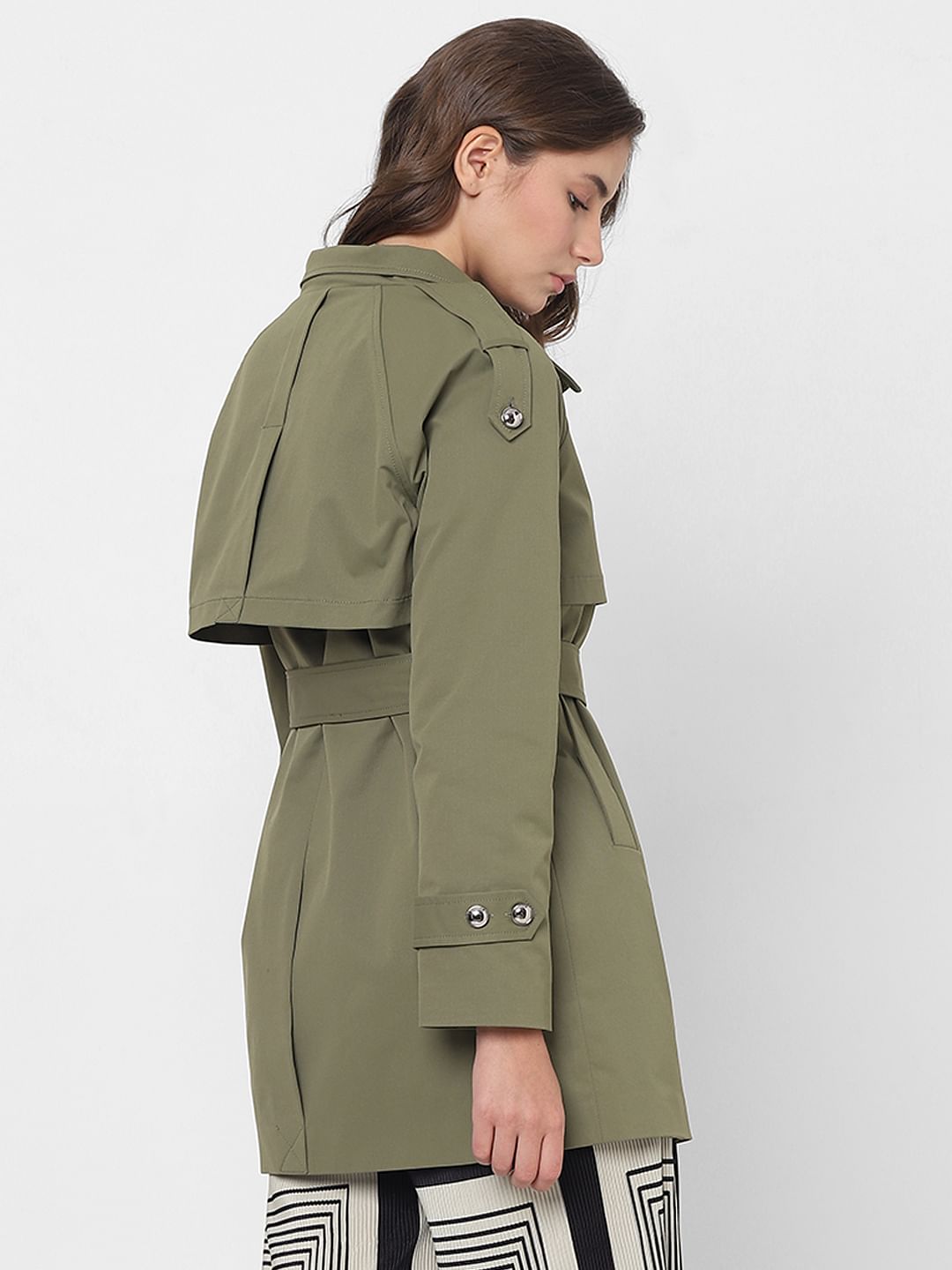 Green Belted Trench Coat