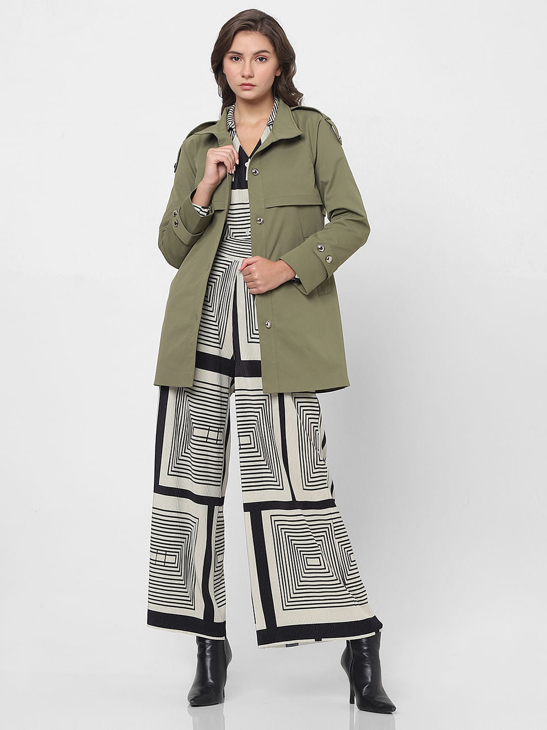 Green Belted Trench Coat