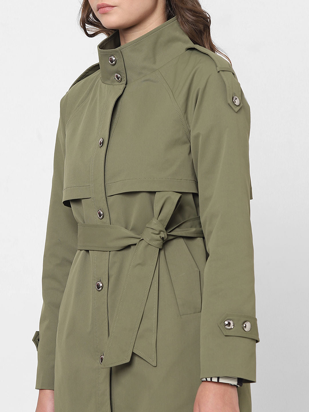 Green Belted Trench Coat