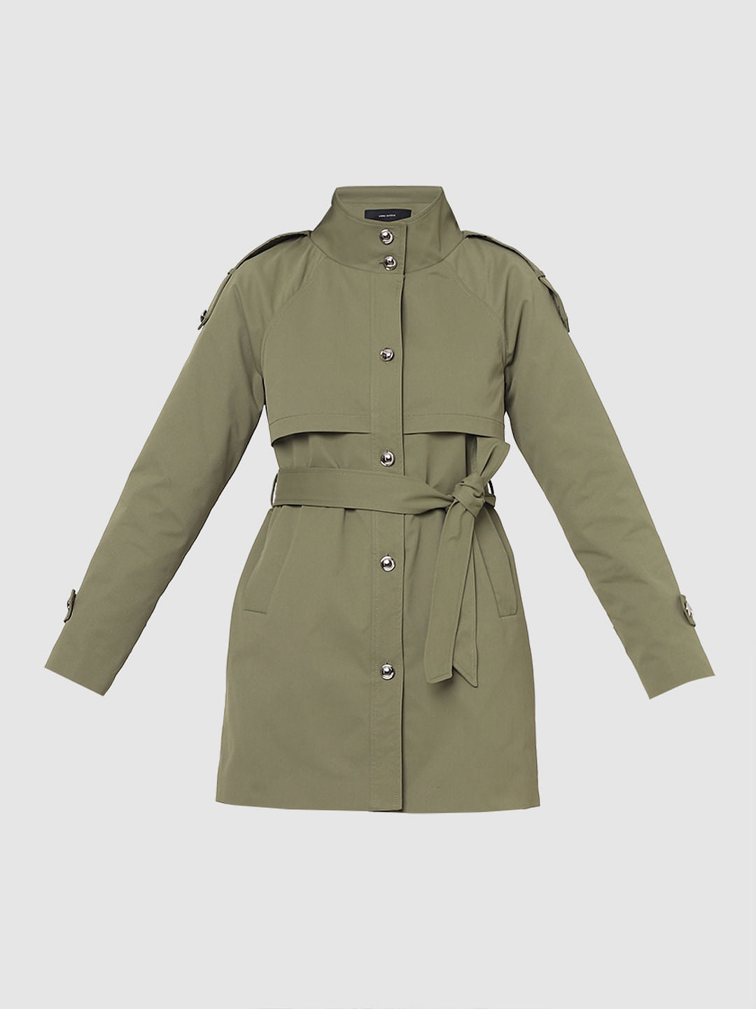 Green Belted Trench Coat