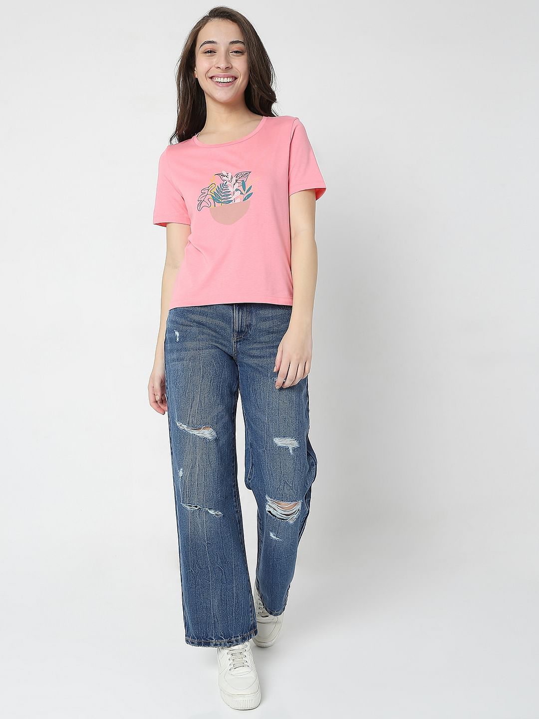 Pink Graphic Print T-Shirt