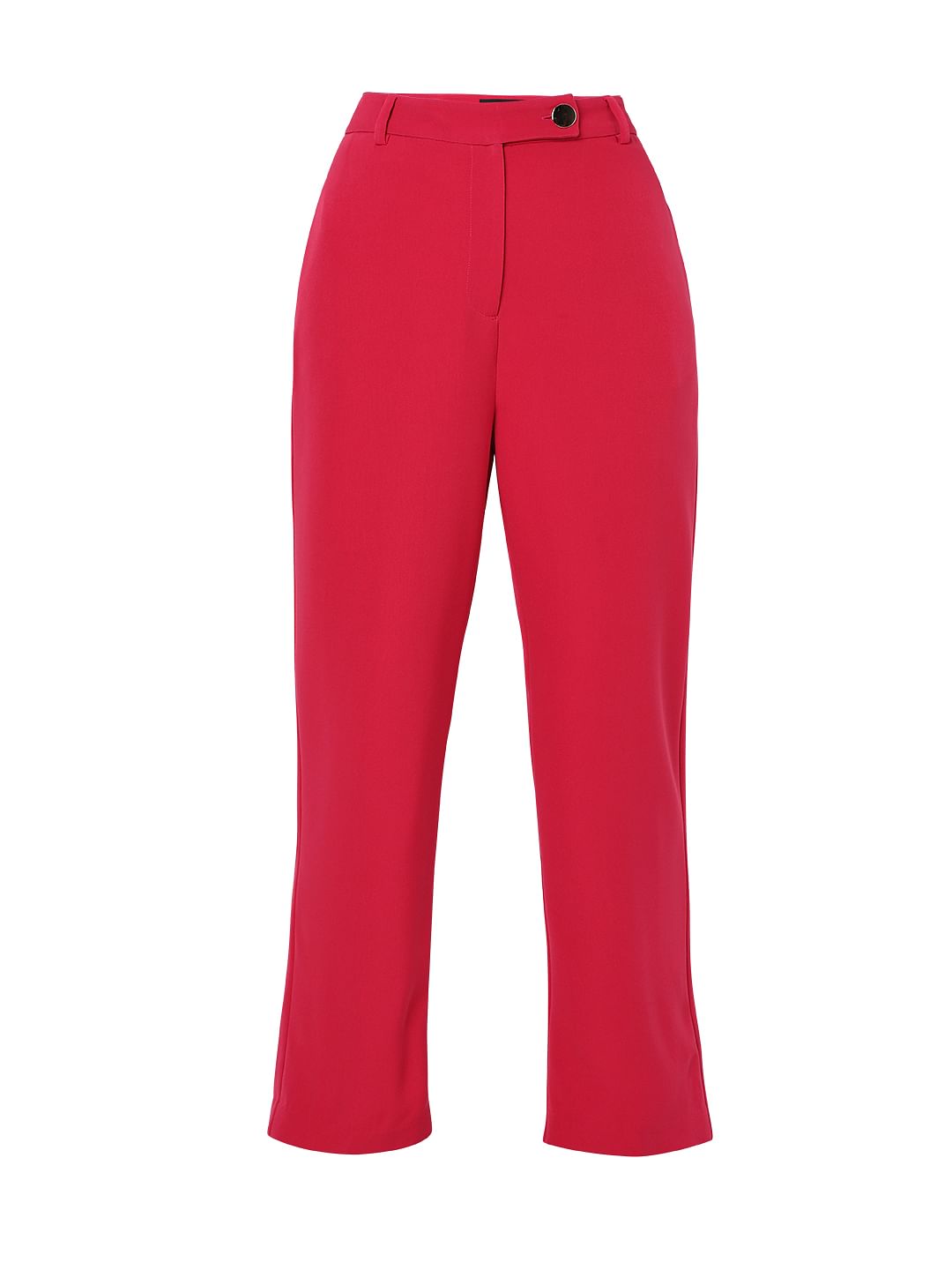Pink High Rise Straight Fit Co-Ord Set Pants