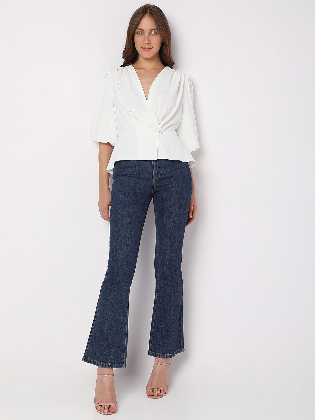 White Puff Sleeves Top