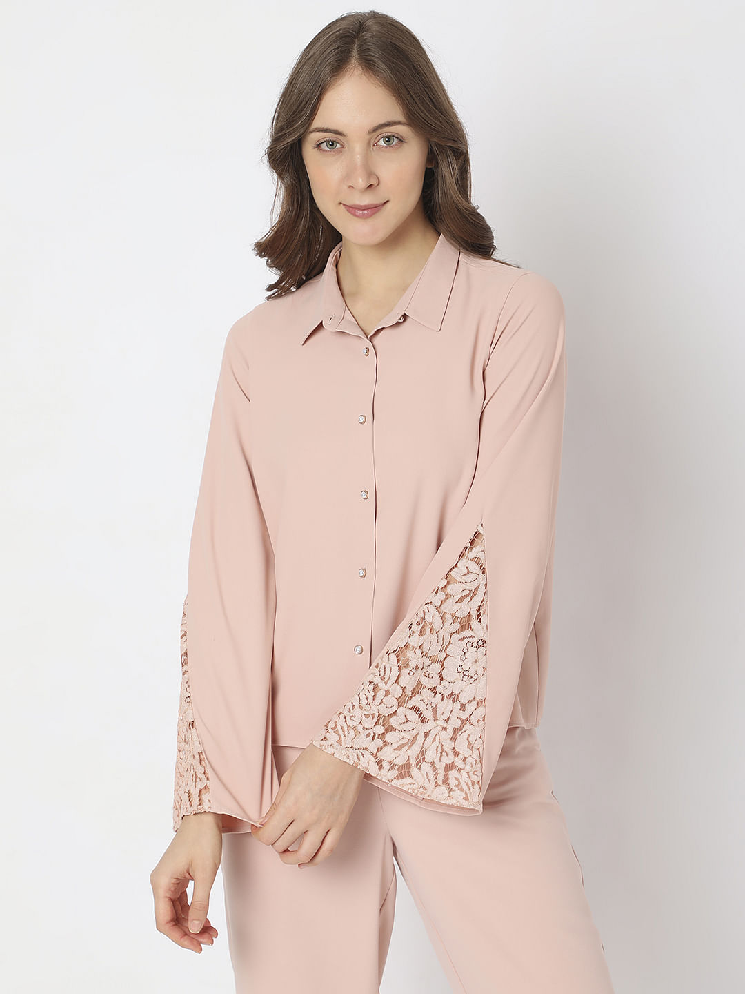 Pink Tailored Co-Ord Set Shirt