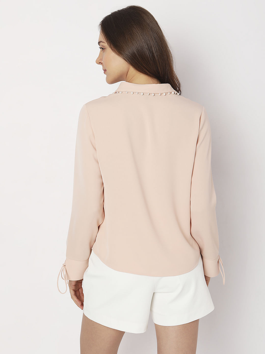 Peach Pearl Detail Shirt