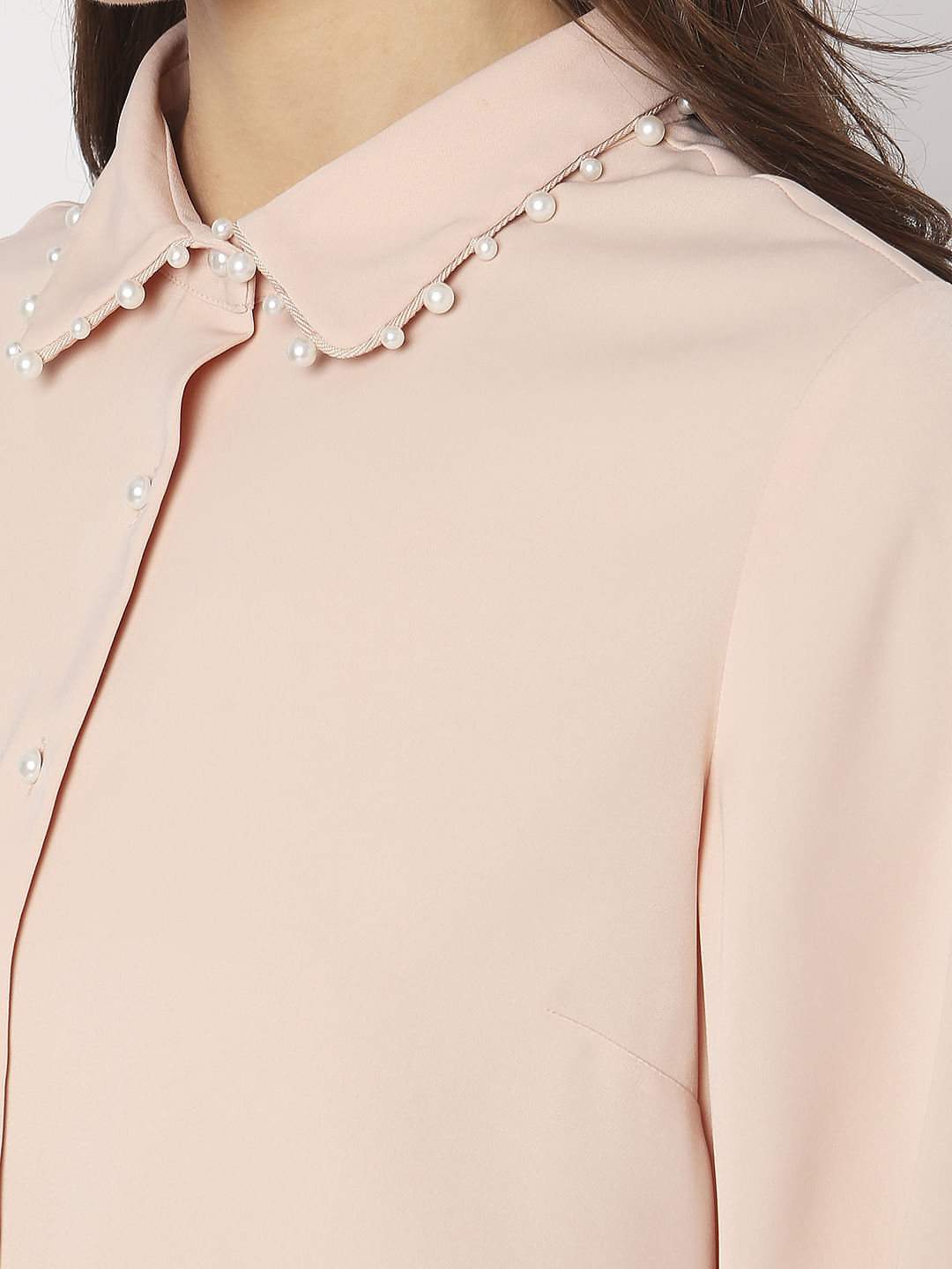 Peach Pearl Detail Shirt