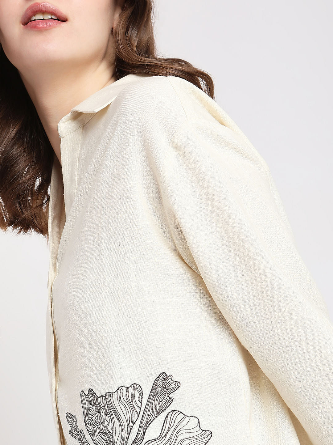 Beige Floral Co-Ord Shirt