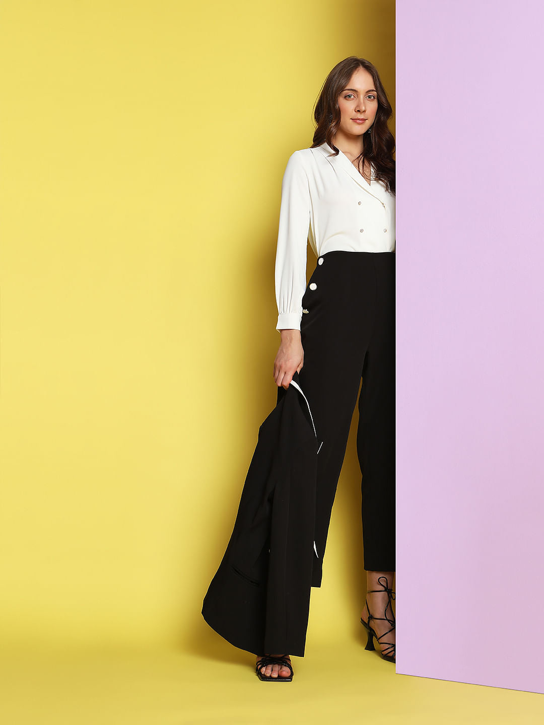 Black High Rise Straight Fit Co-Ord Set Pants