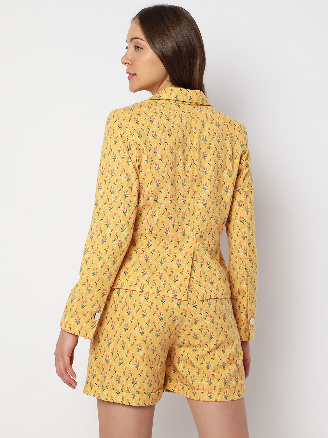 Mustard Floral Co-Ord Blazer