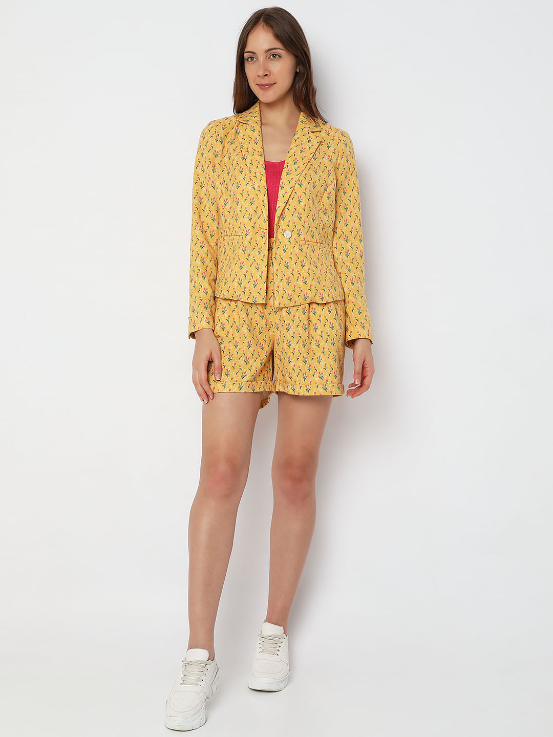 Mustard Floral Co-Ord Blazer