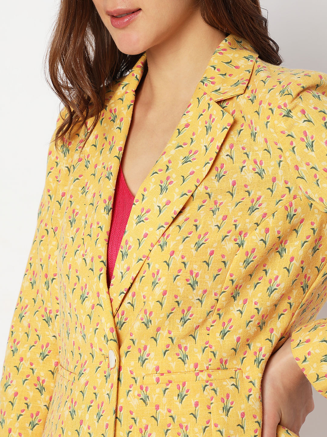 Mustard Floral Co-Ord Blazer