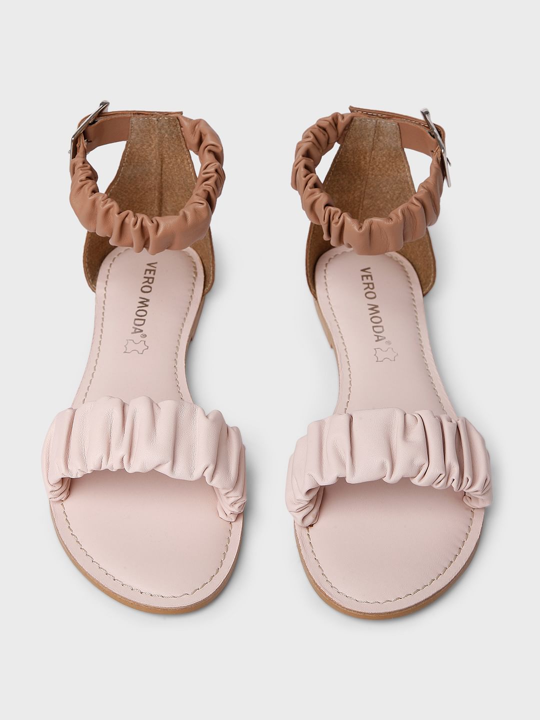 Beige Open Toe Flats