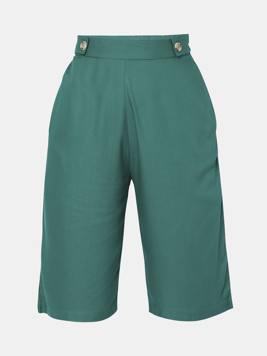 Green High Rise Cropped Pants