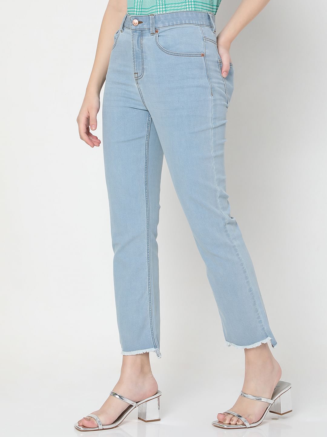 Light Blue High Rise Jade Straight Jeans