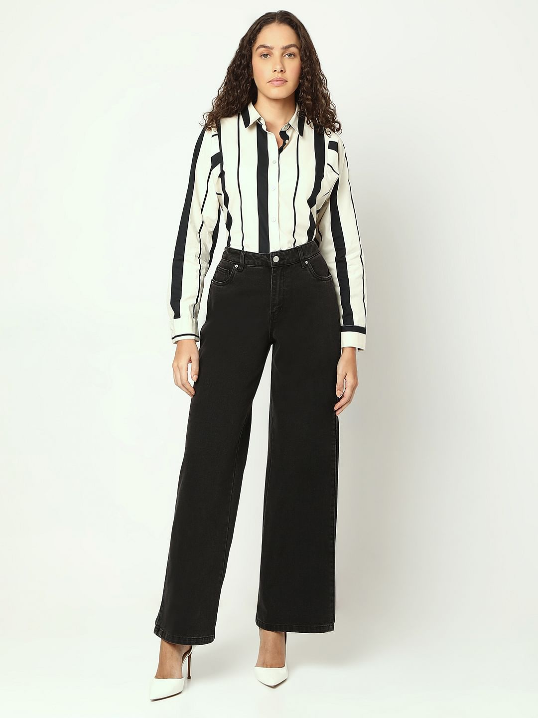 Black Mid Rise Loose Fit Jeans