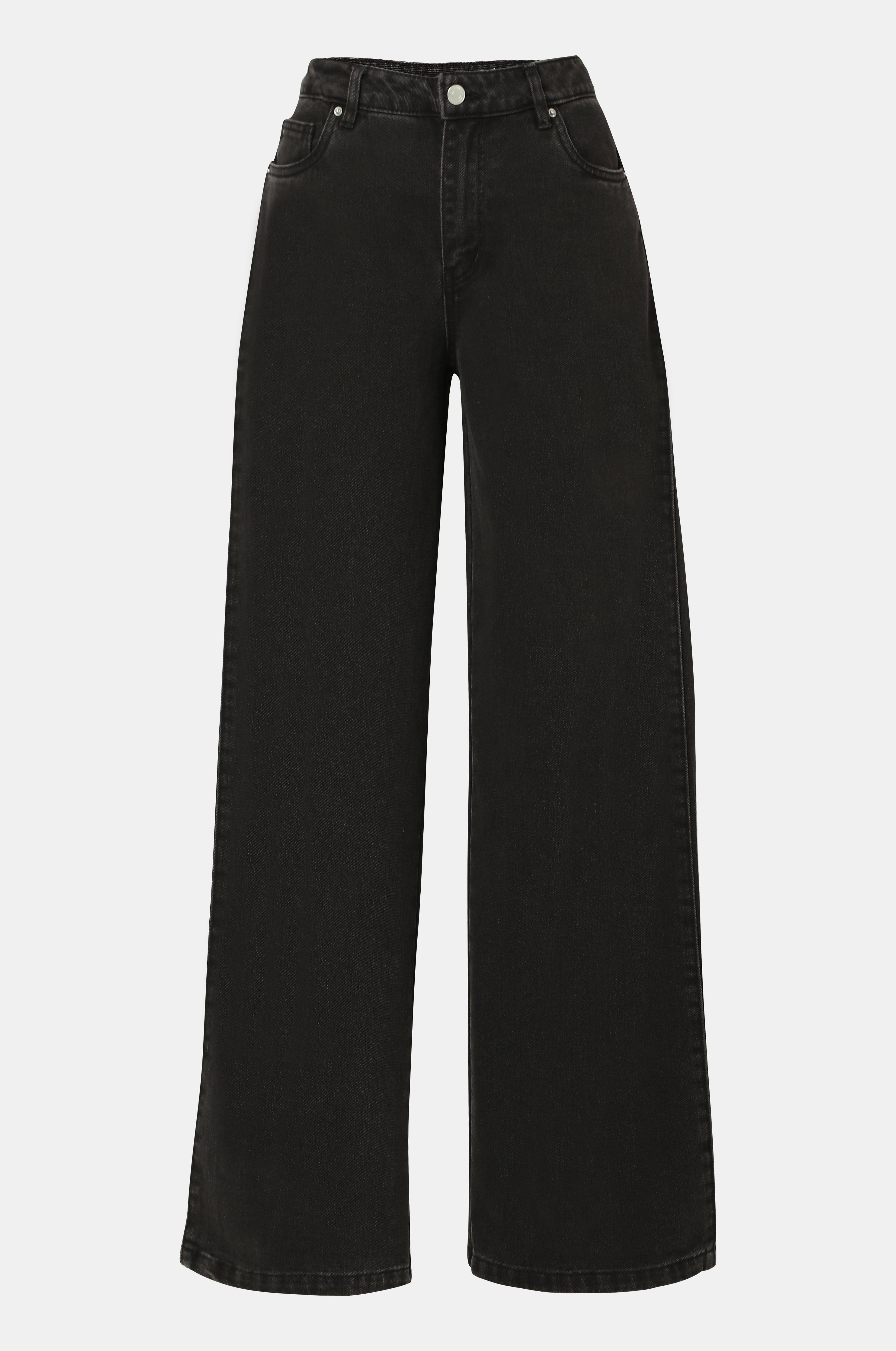 Black Mid Rise Loose Fit Jeans