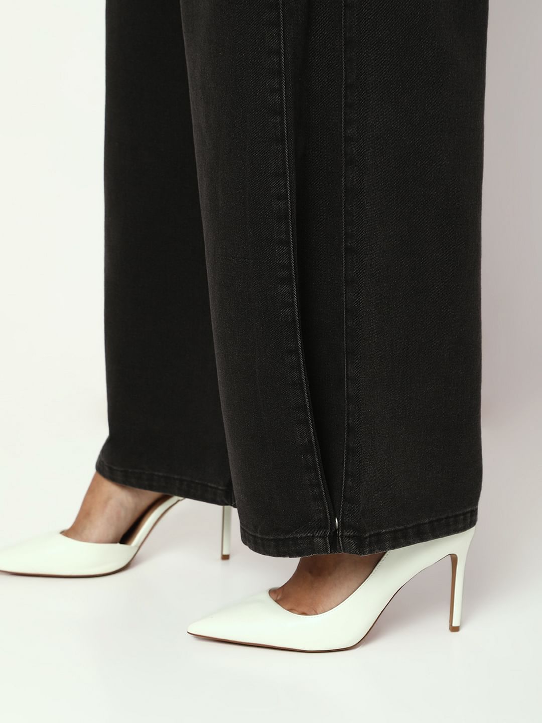 Black Mid Rise Loose Fit Jeans