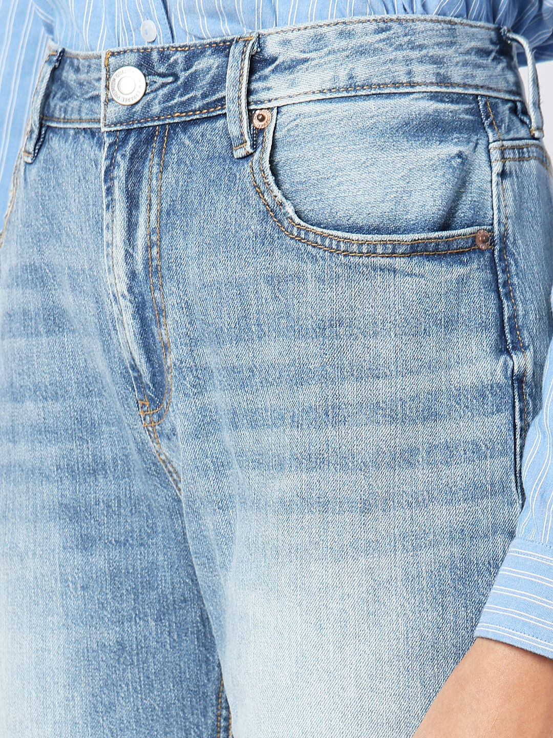 Blue High Rise Straight Fit Jeans