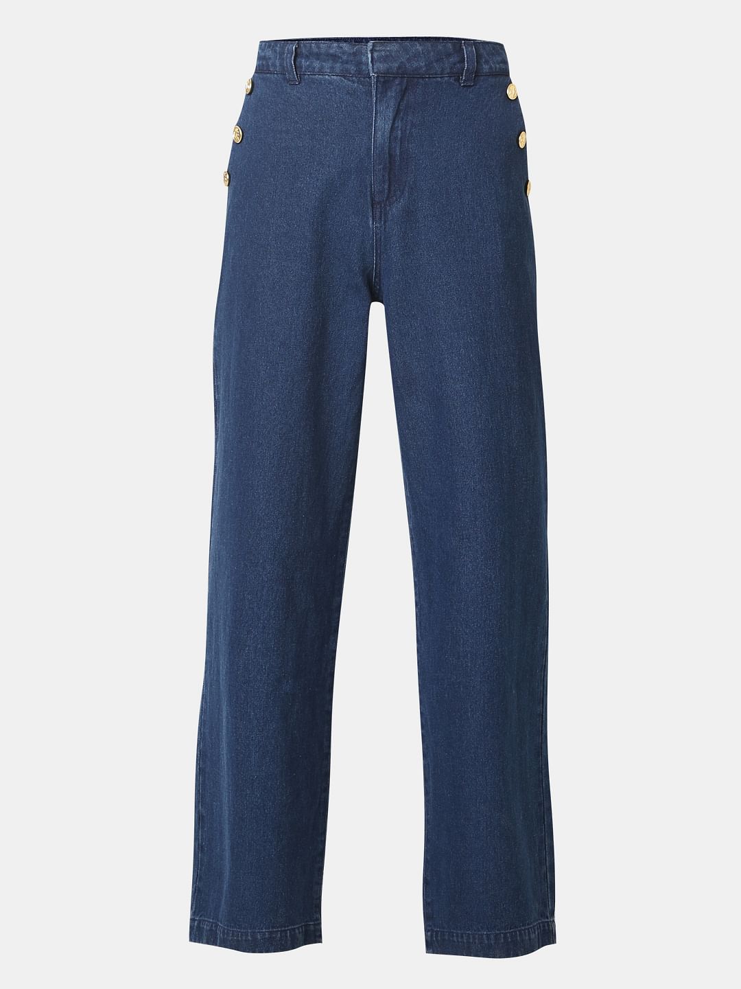 Dark Blue High Rise Wide Leg Jeans