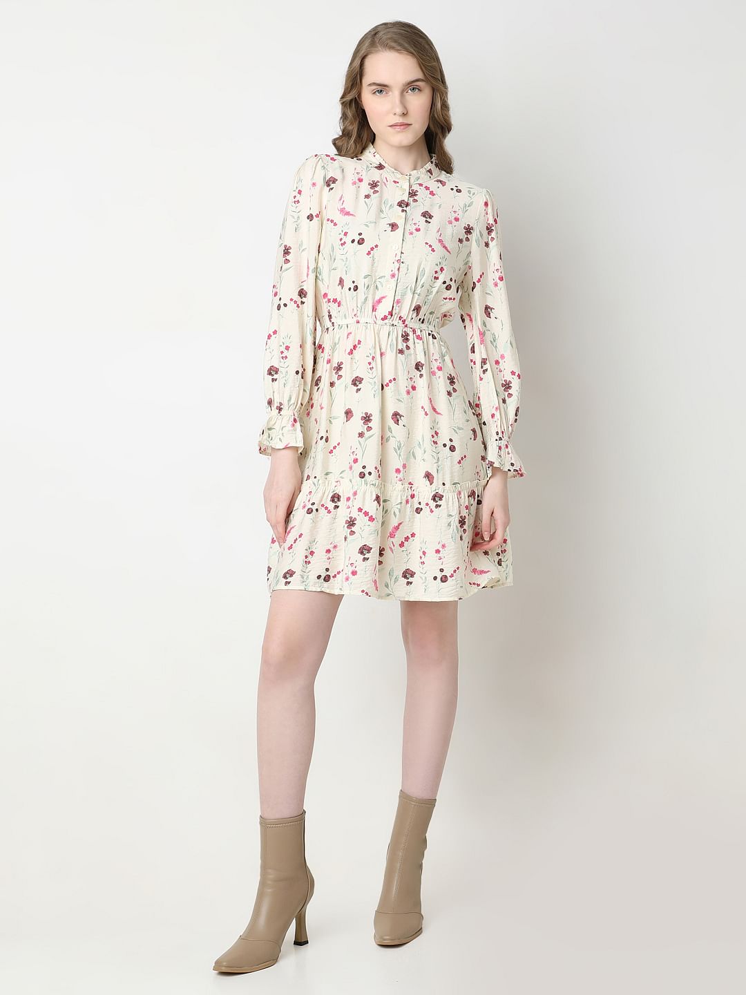 Off-White Printed Fit & Flare Dress