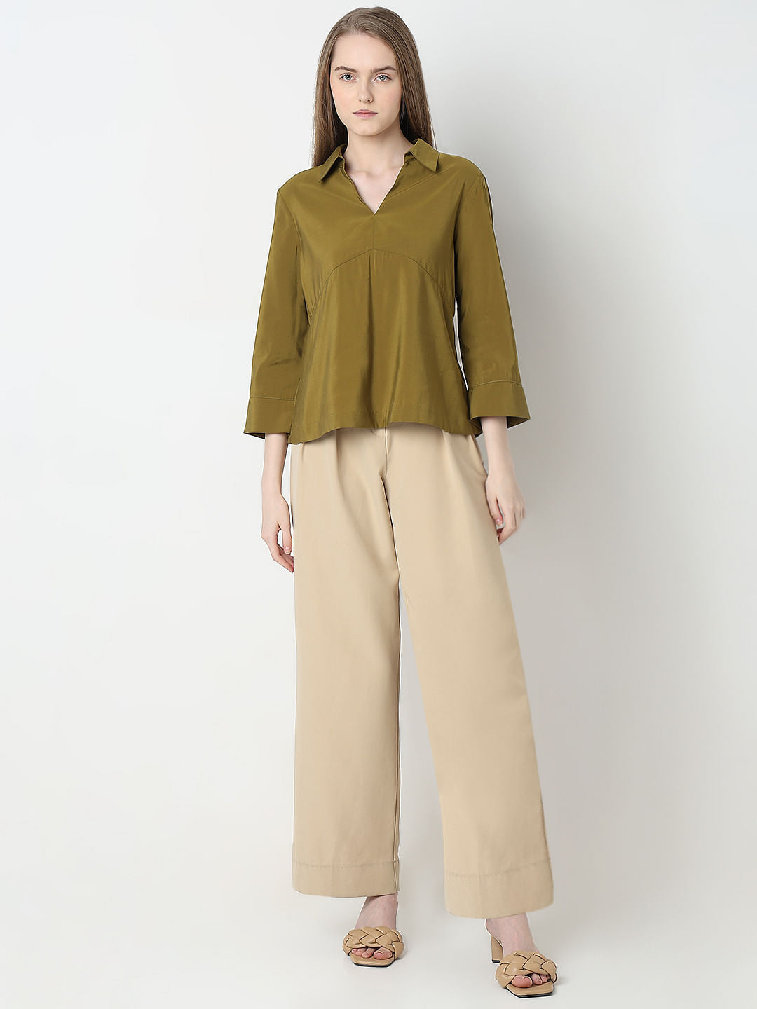 Green V-Neck Shirt