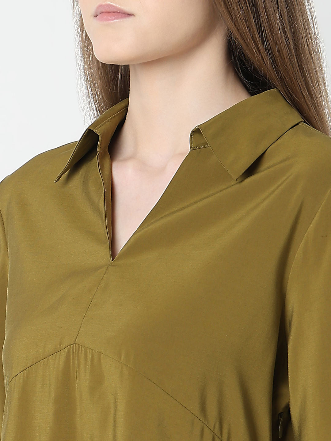 Green V-Neck Shirt