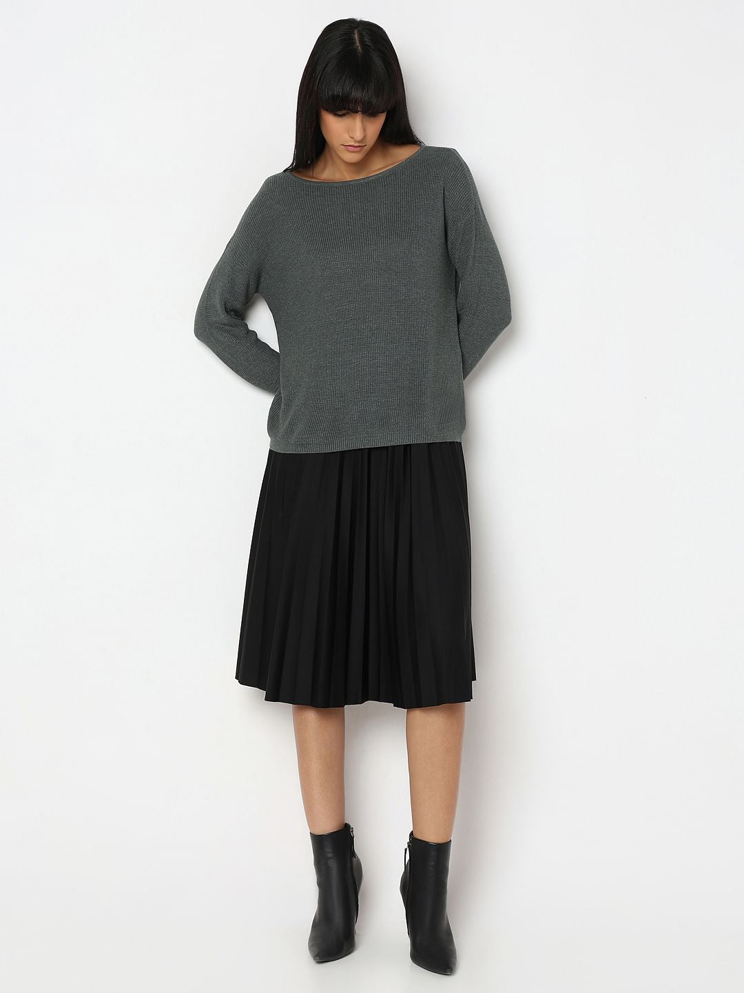 Green Boatneck Pullover