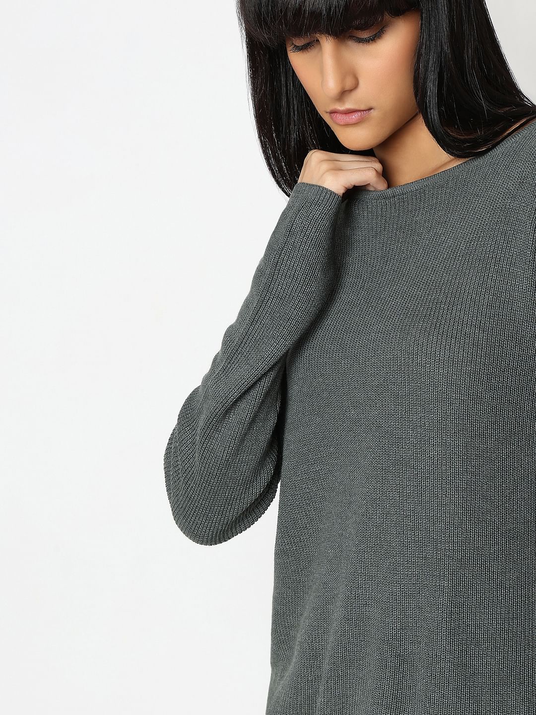 Green Boatneck Pullover