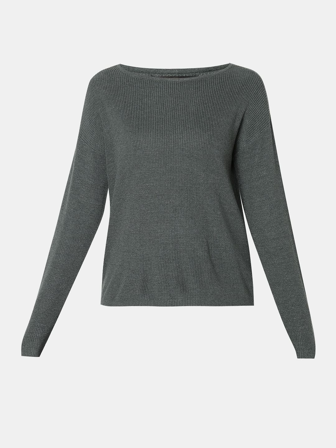 Green Boatneck Pullover
