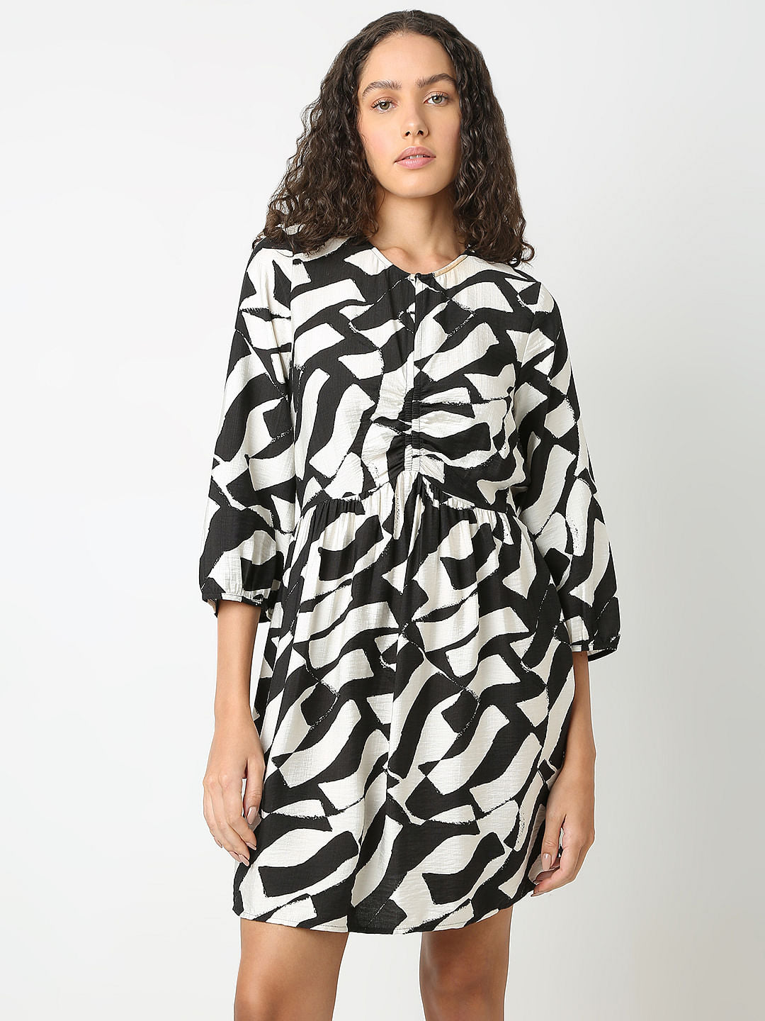Black Monochrome Printed Dress