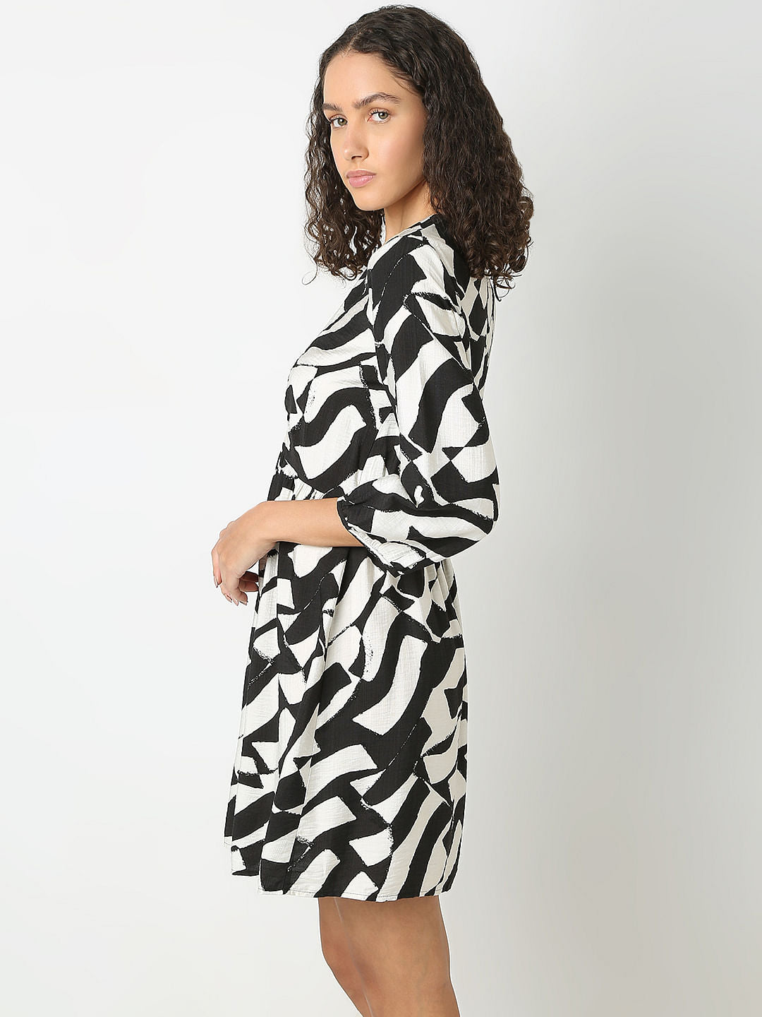Black Monochrome Printed Dress