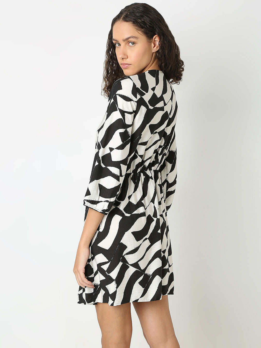 Black Monochrome Printed Dress