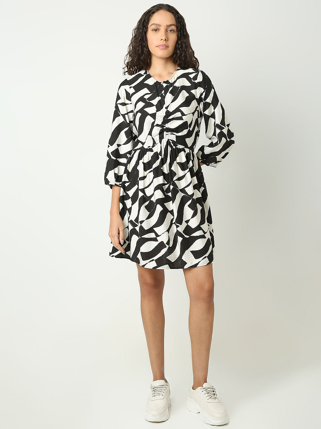 Black Monochrome Printed Dress