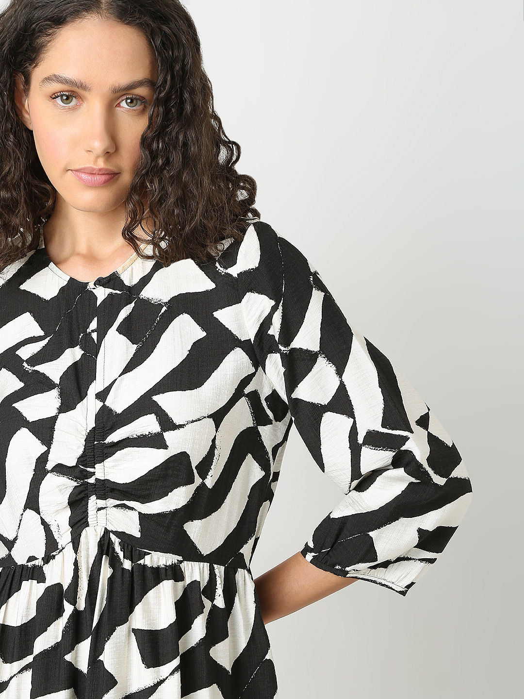 Black Monochrome Printed Dress