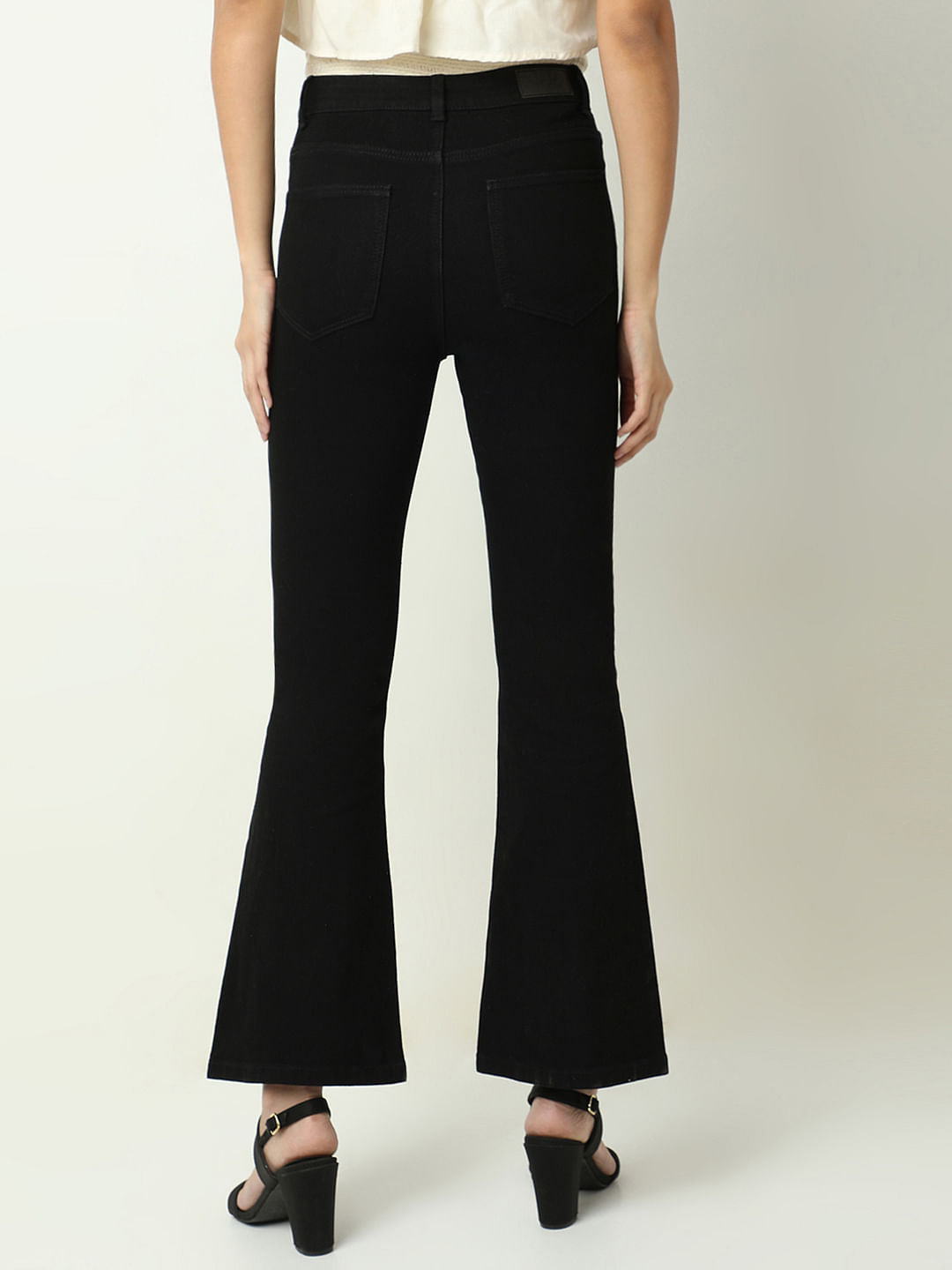Black High Rise Flared Jeans