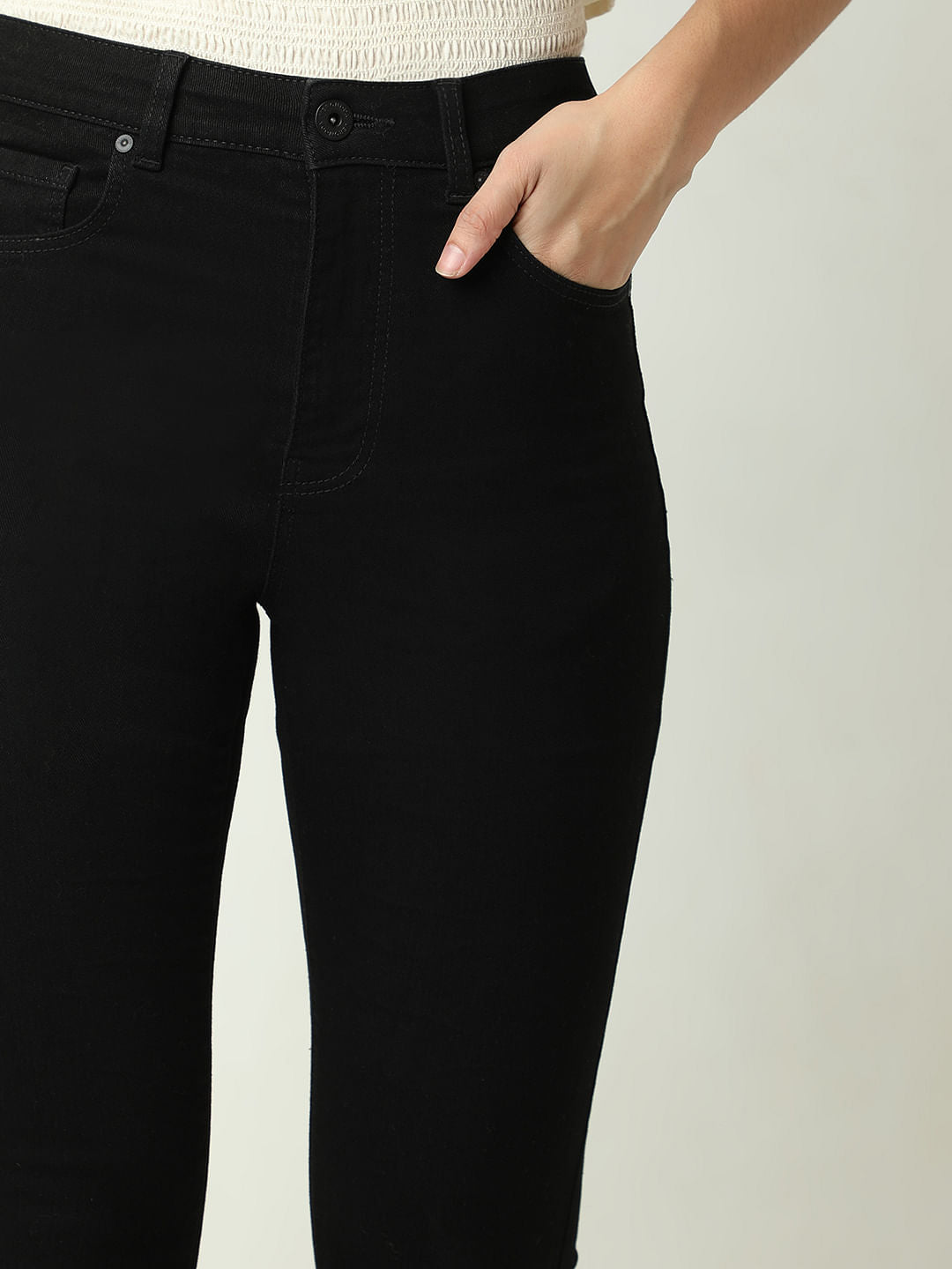 Black High Rise Flared Jeans