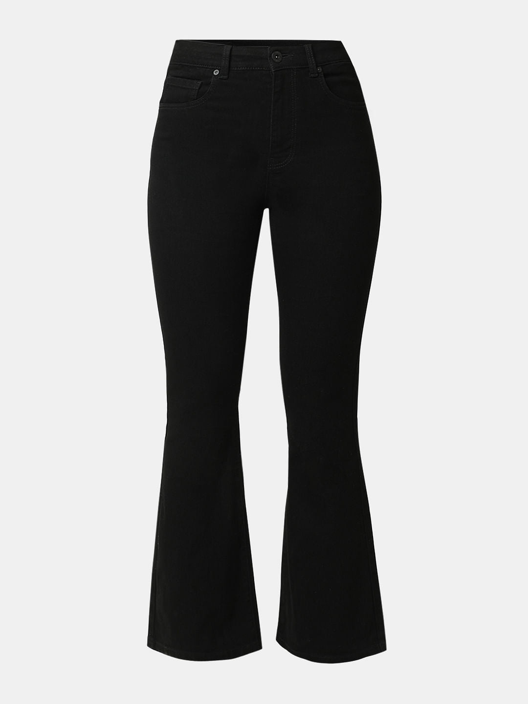 Black High Rise Flared Jeans
