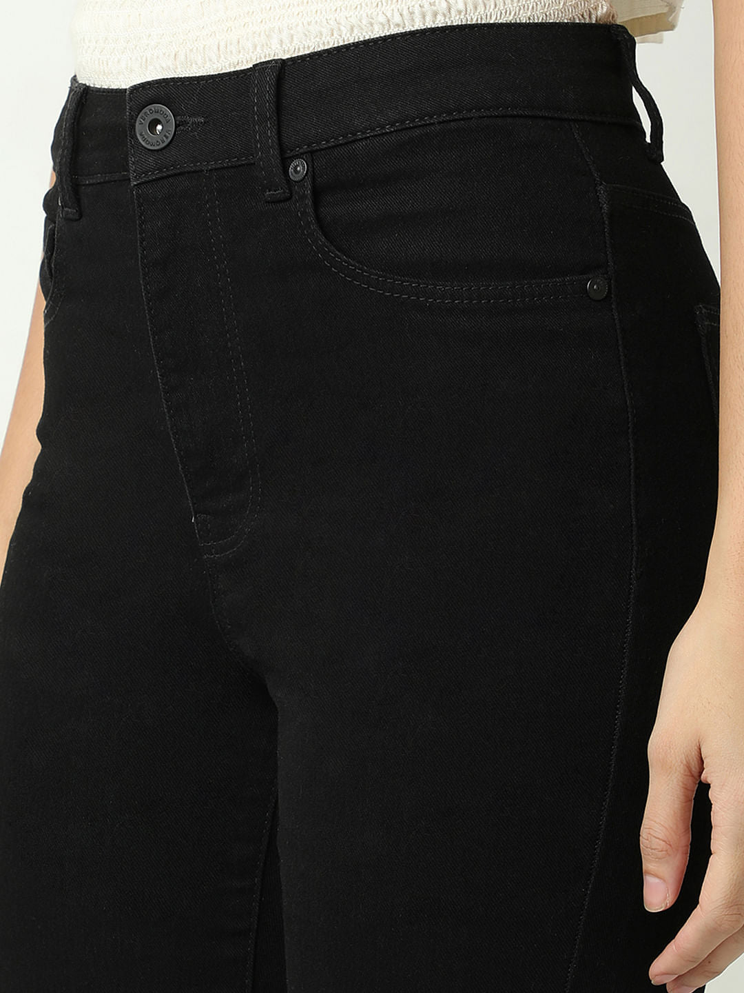 Black High Rise Flared Jeans