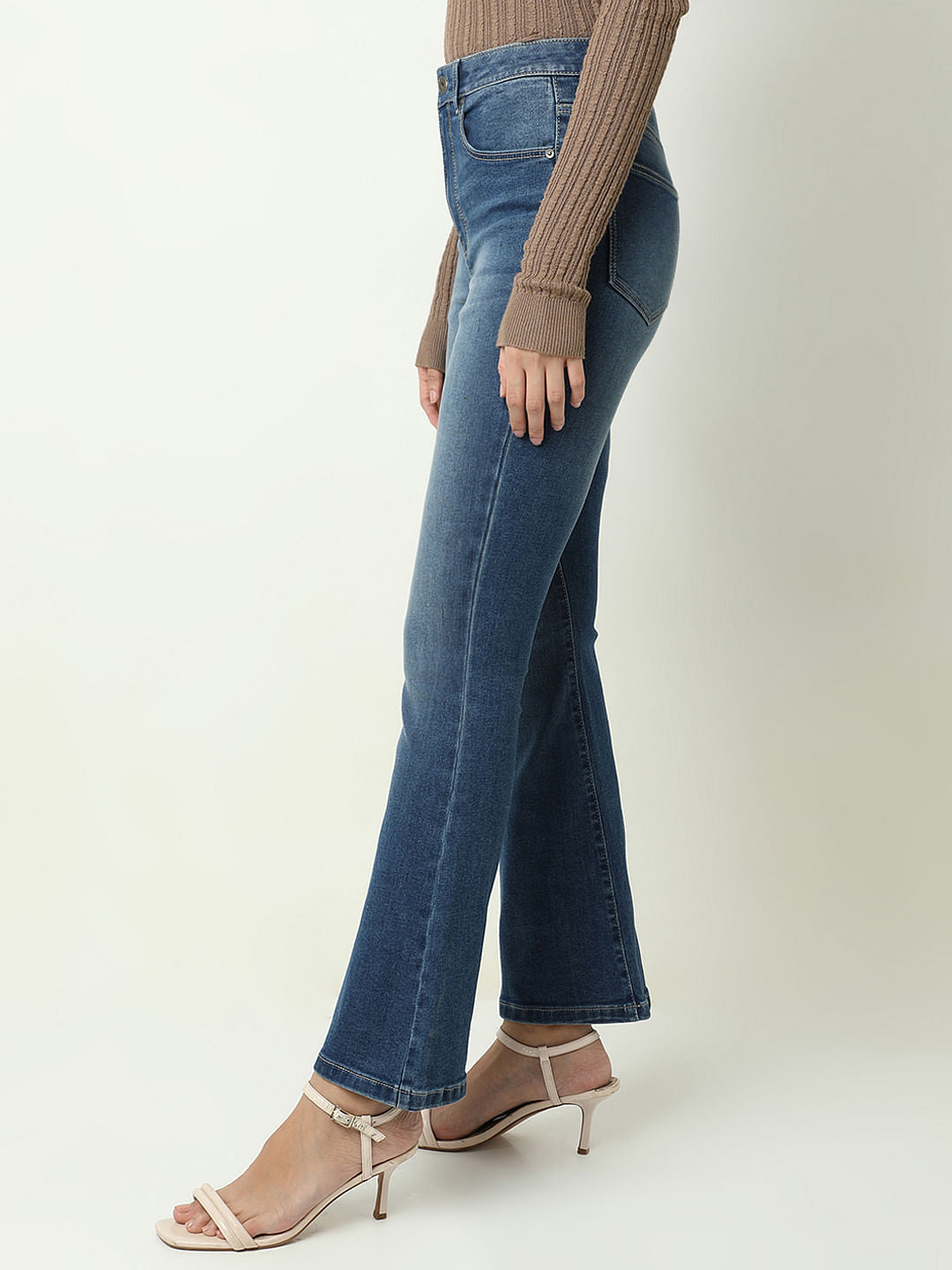 Blue High Rise Flared Jeans