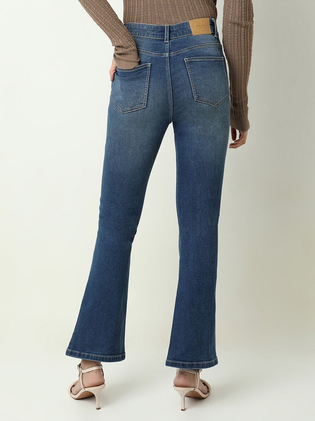 Blue High Rise Flared Jeans