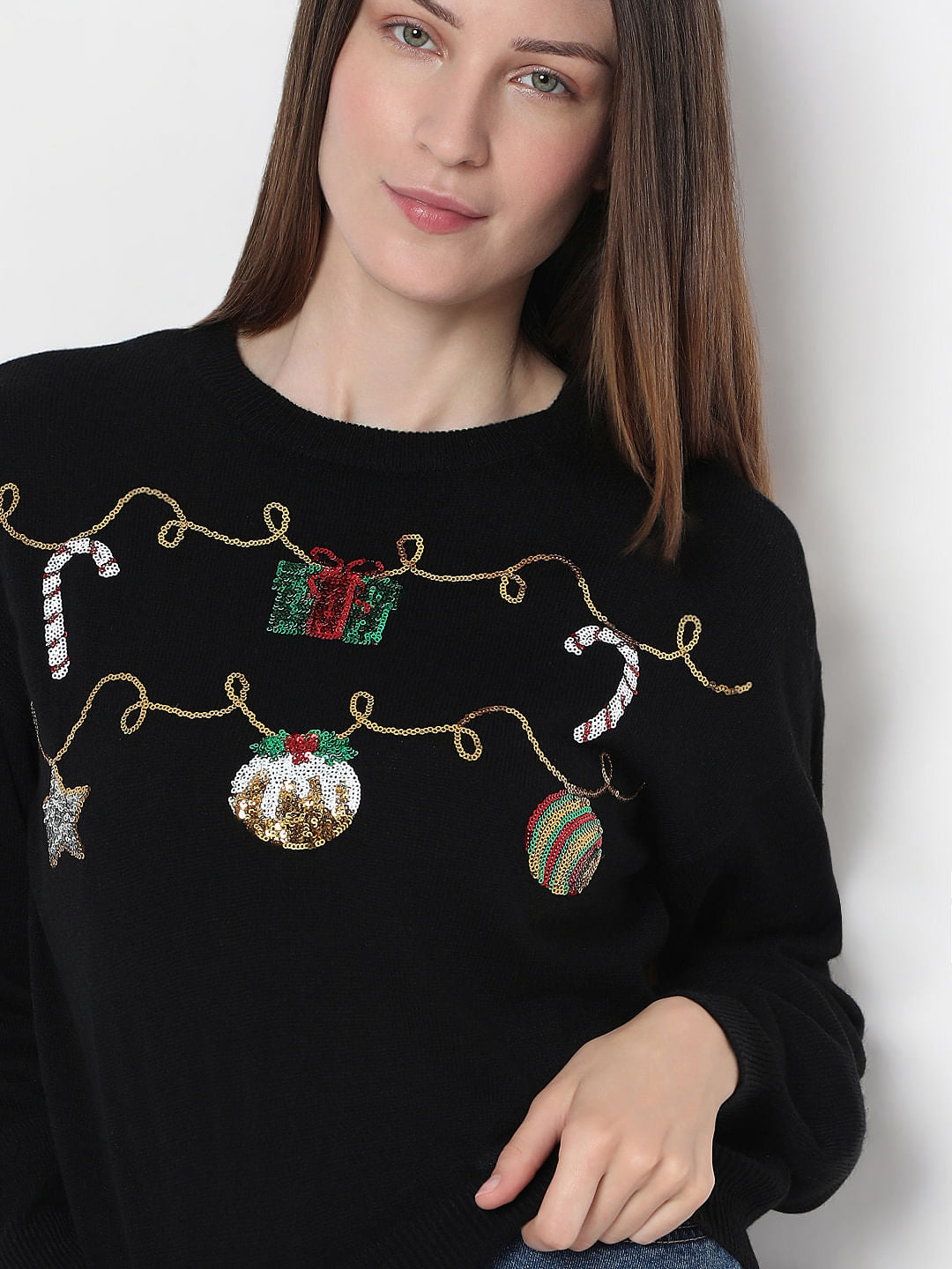 Black Christmas Print Pullover