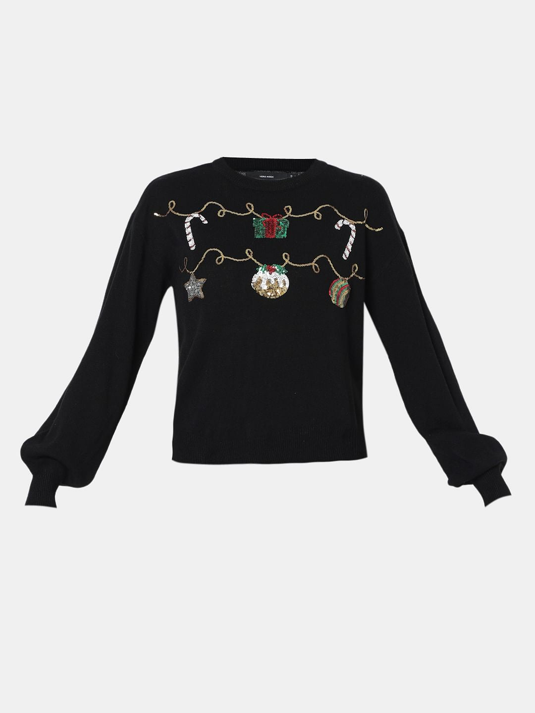 Black Christmas Print Pullover