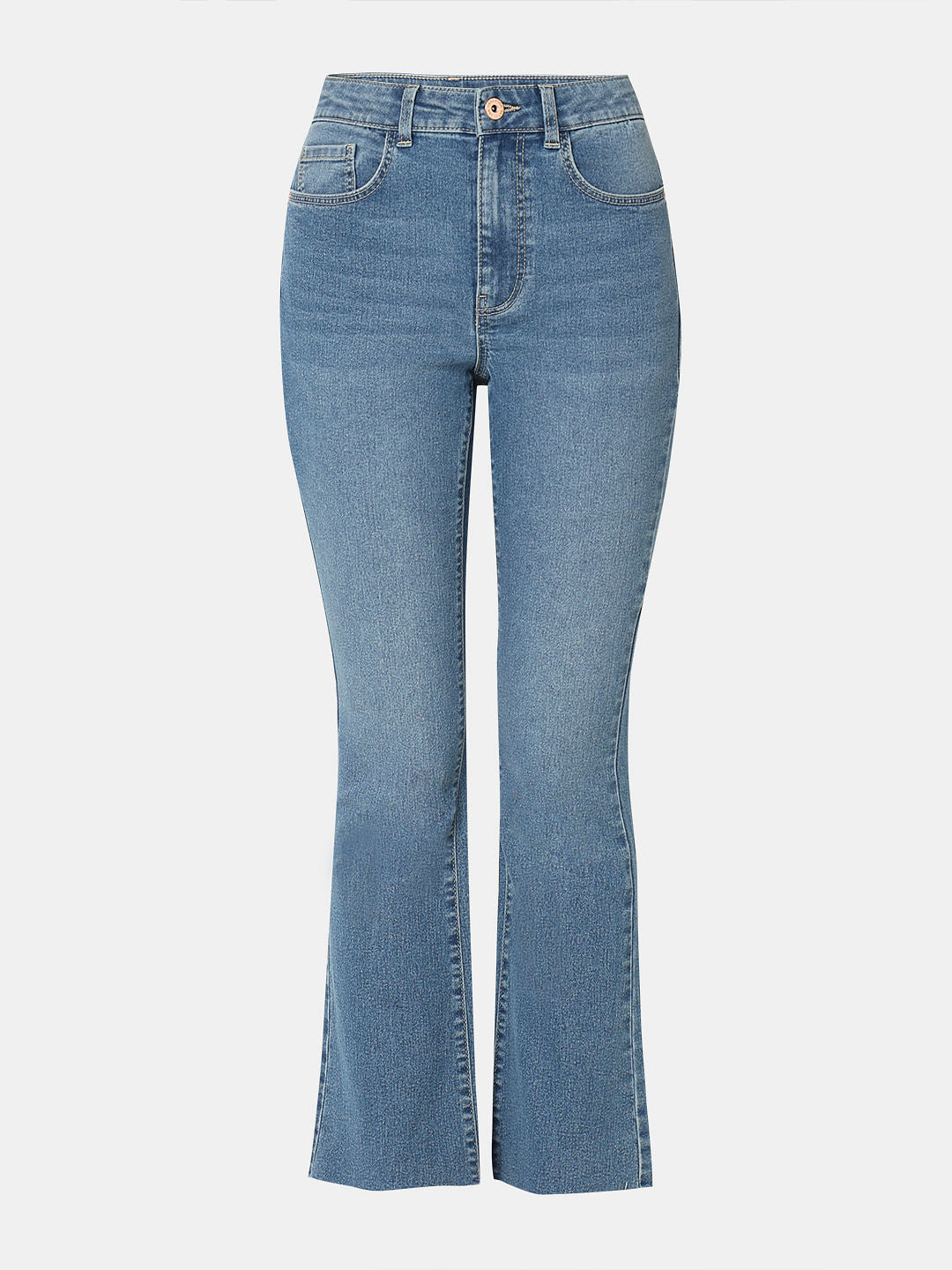 Blue Mid Rise Flared Jeans