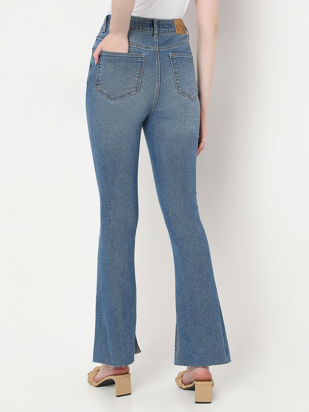 Blue High Rise Flared Jeans