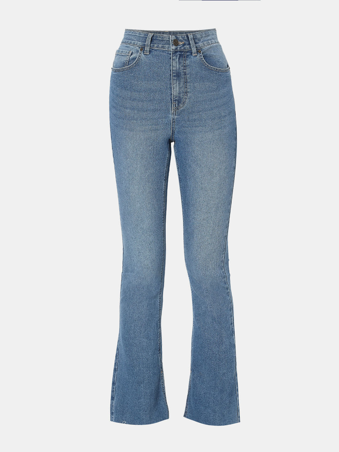 Blue High Rise Flared Jeans
