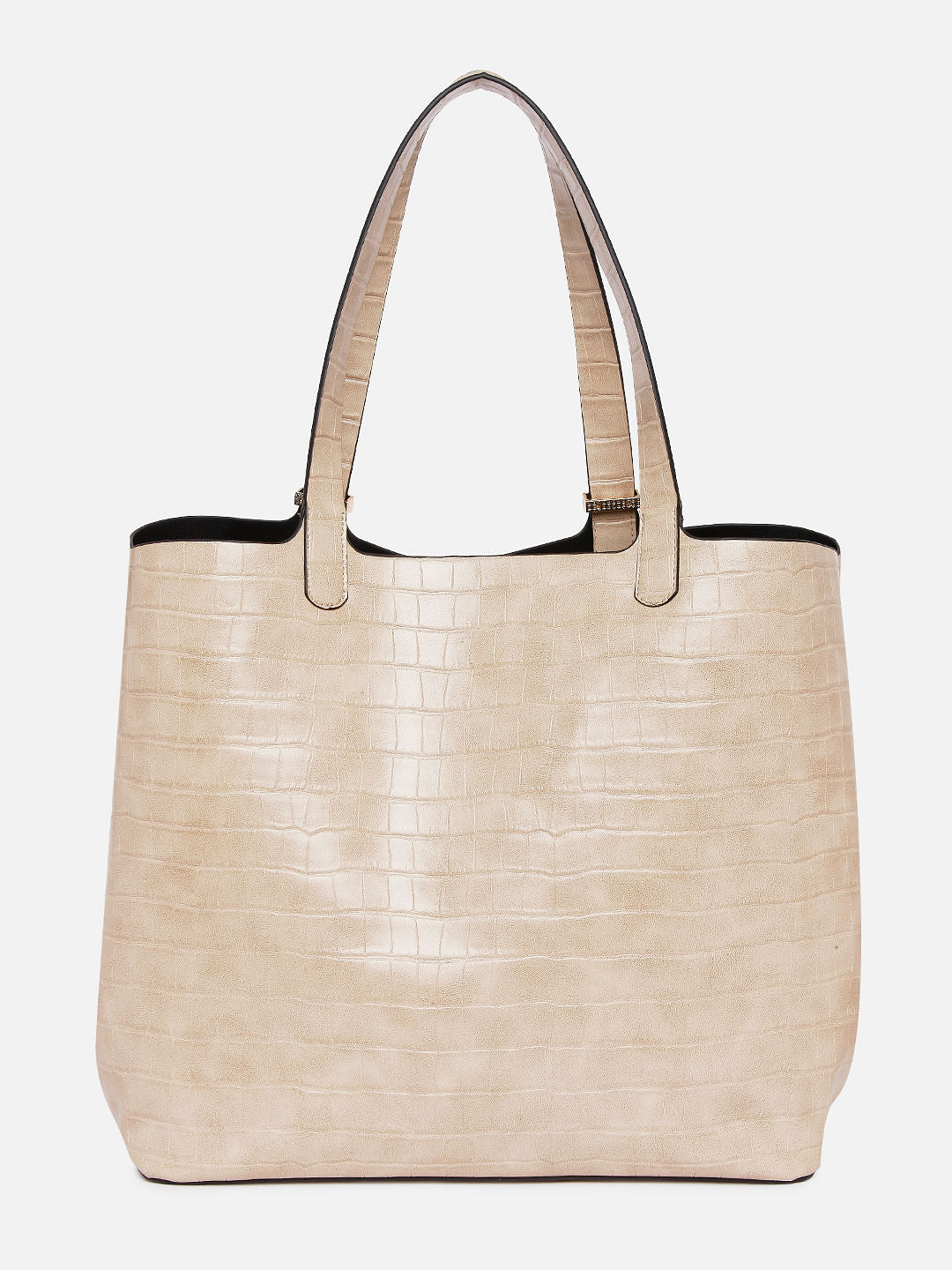 Beige Croc Embossed Tote