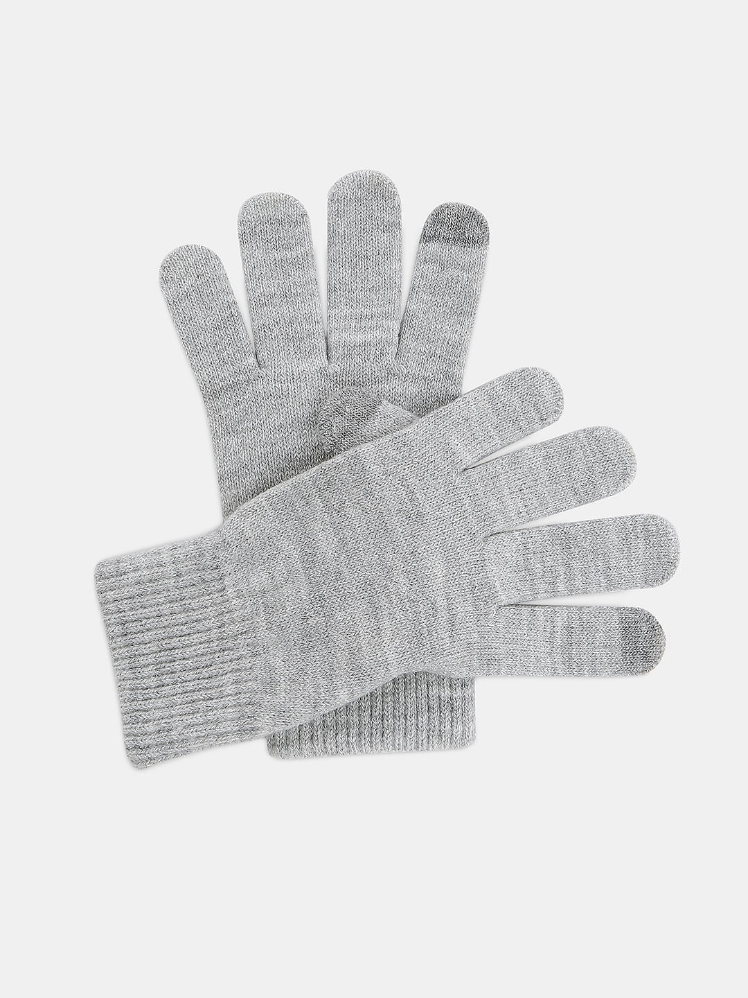 Light Grey Lurex Yarn Gloves